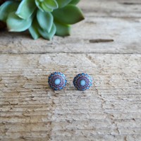 Bohemian Earrings - Brown and Blue Mandala Earrings
