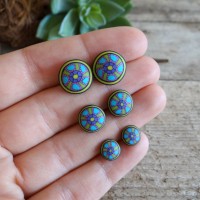 Multicolor Stud Earrings with Mandala Pattern