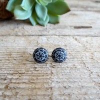 Black and White Geometric Mandala Earrings
