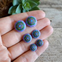 Purple Bohemian Mandala Stud Earrings