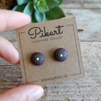 Black Dot Mandala Stud Earrings - Round Simple Earrings