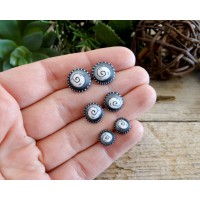 Black and White Stud Earrings - Cool Spiral Earrings for Men and Women