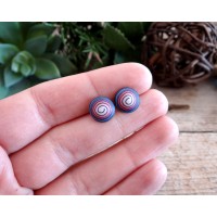 Cute Pink and Blue Spiral Stud Earrings for Girls
