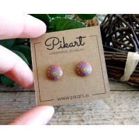 Cool Funky Stud Earrings with a Colorful Spiral Design