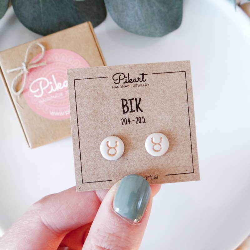 Zodiak uhani z astrološkim znakom BIK