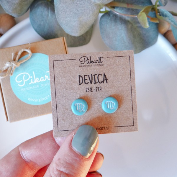 Zodiak uhani z astrološkim znakom DEVICA