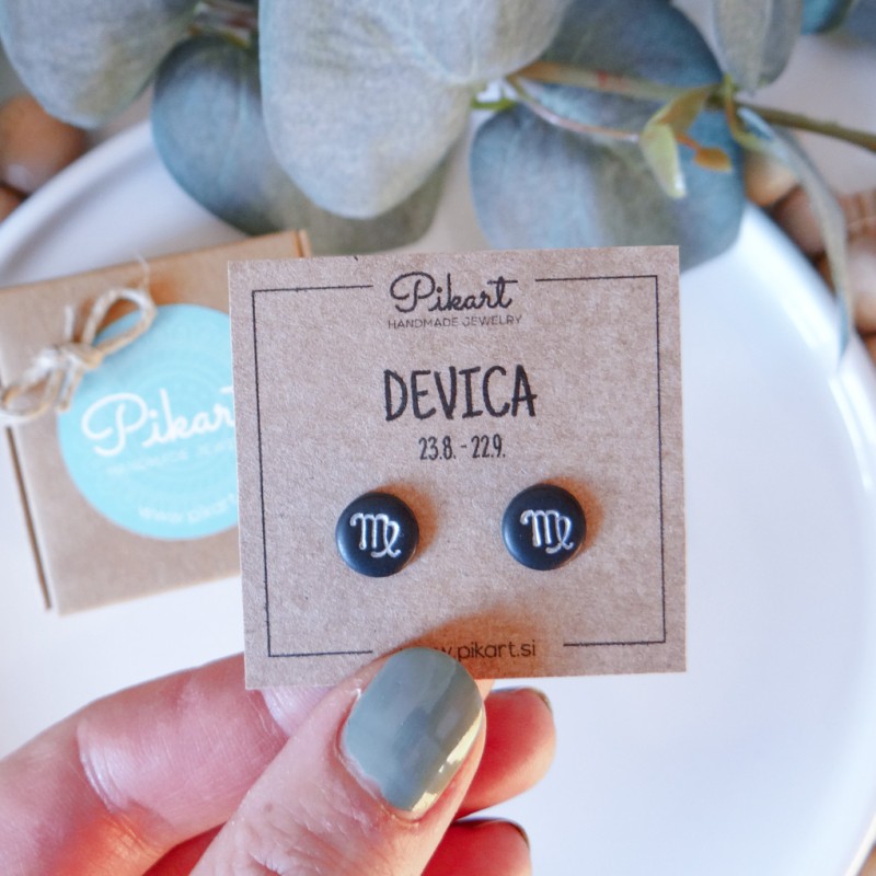 Zodiak uhani z astrološkim znakom DEVICA