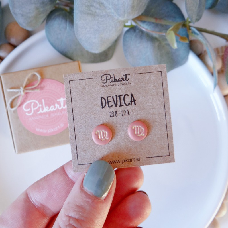 Zodiak uhani z astrološkim znakom DEVICA