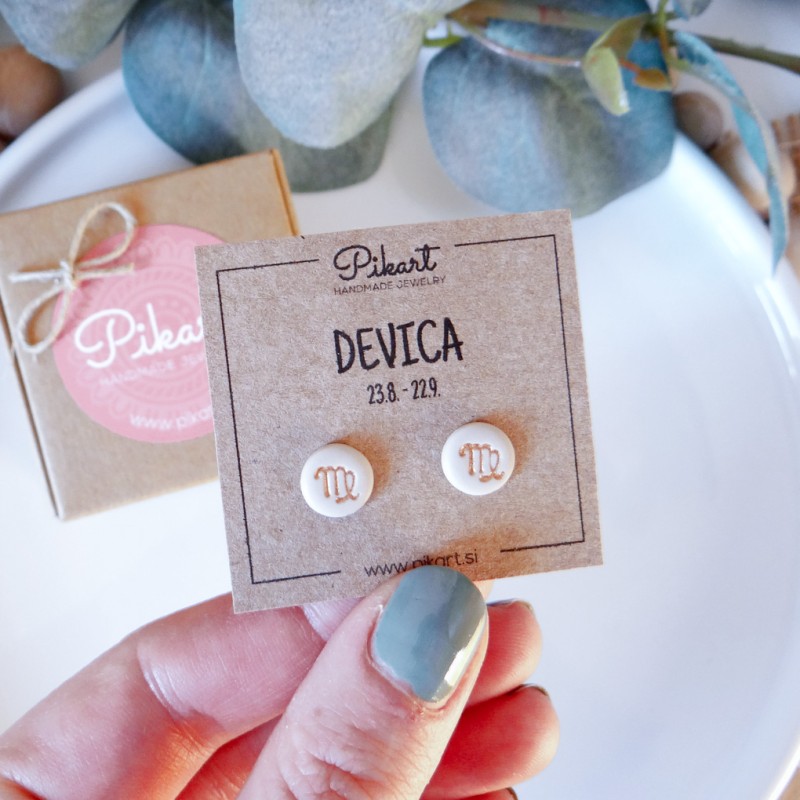 Zodiak uhani z astrološkim znakom DEVICA