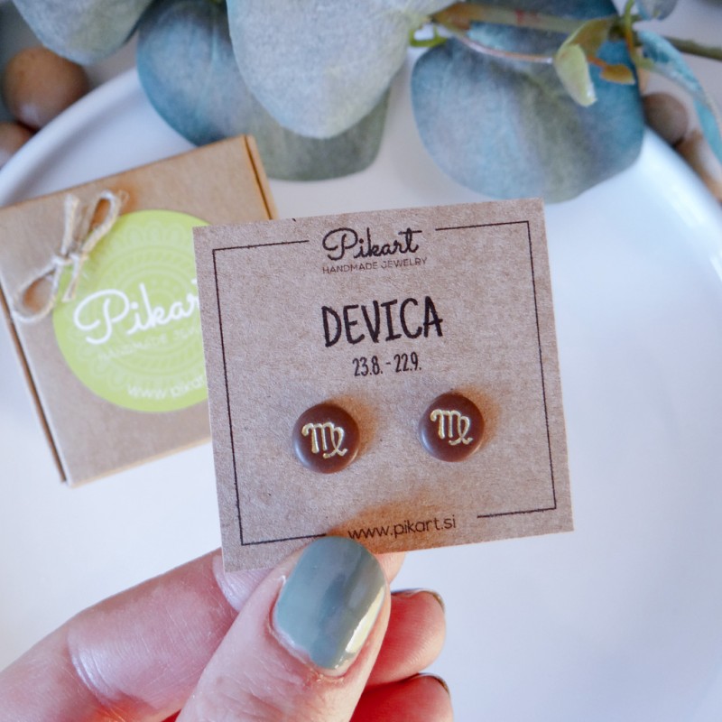 Zodiak uhani z astrološkim znakom DEVICA