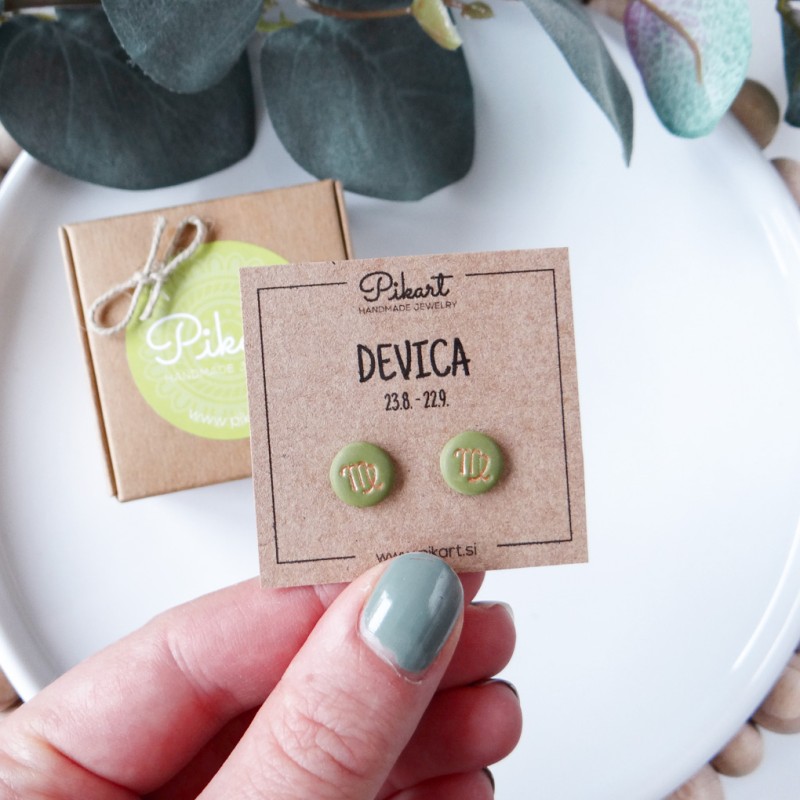 Zodiak uhani z astrološkim znakom DEVICA