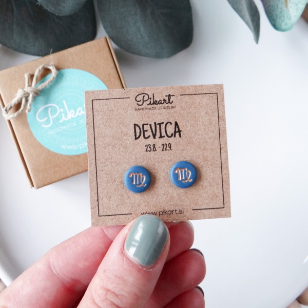 Zodiak uhani z astrološkim znakom DEVICA