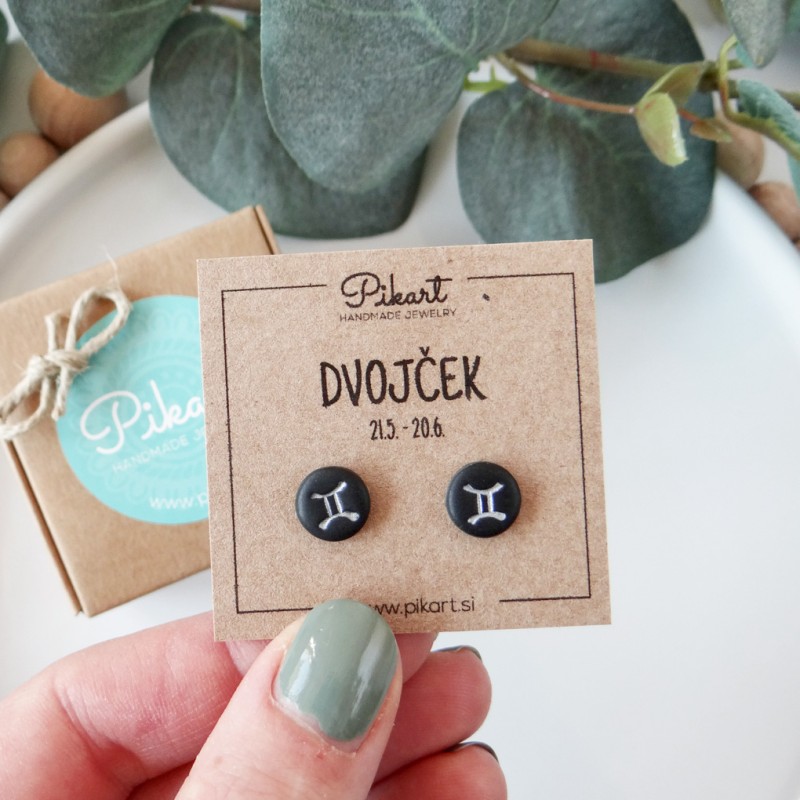 Zodiak uhani z astrološkim znakom DVOJČEK