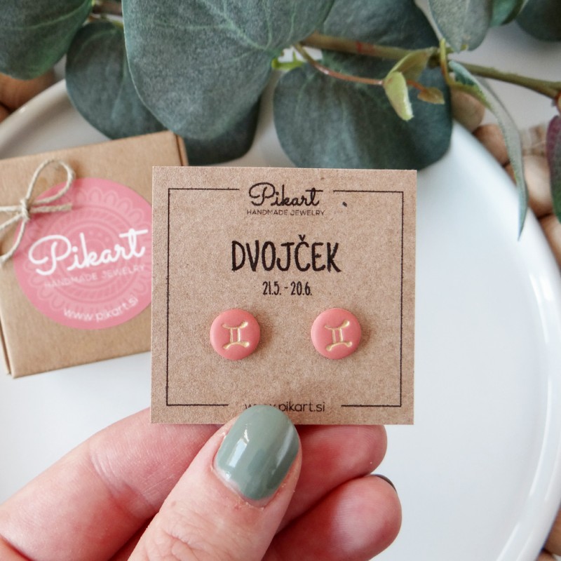 Zodiak uhani z astrološkim znakom DVOJČEK