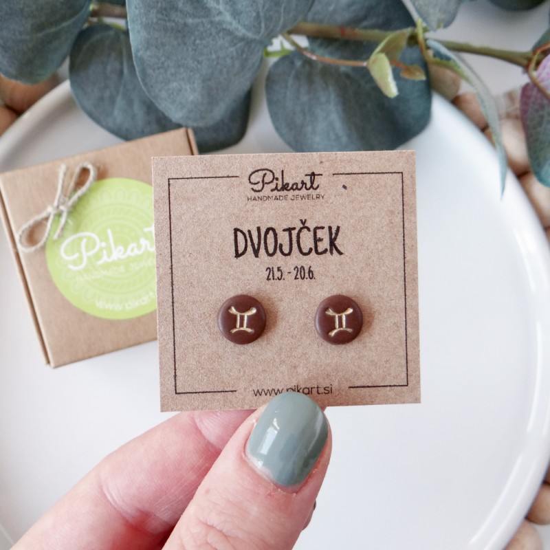 Zodiak uhani z astrološkim znakom DVOJČEK