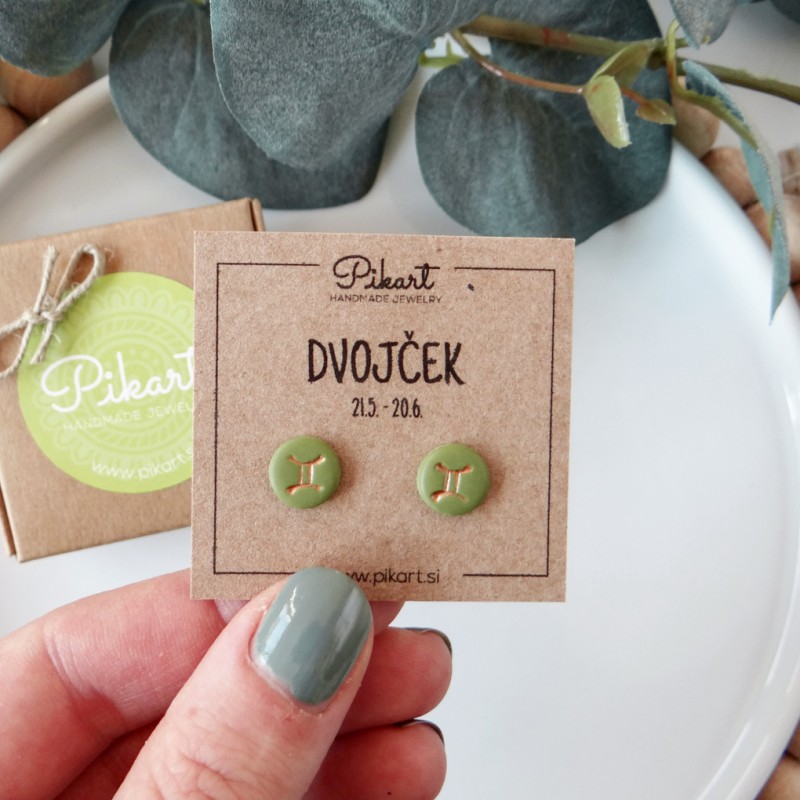 Zodiak uhani z astrološkim znakom DVOJČEK