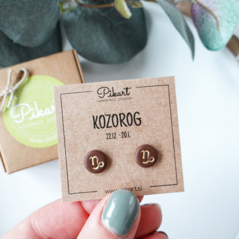 Zodiak uhani z astrološkim znakom KOZOROG