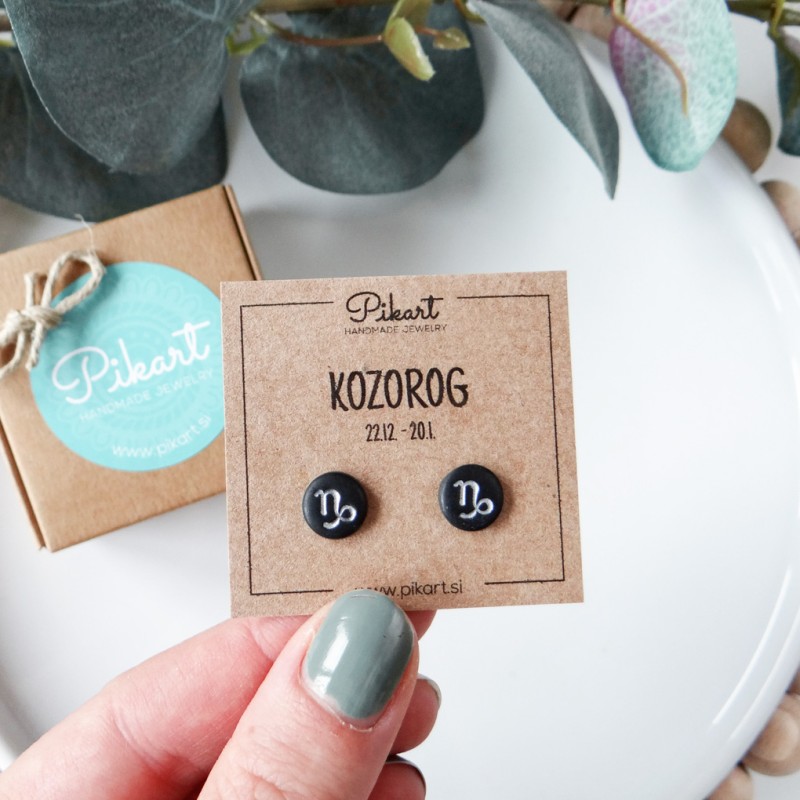 Zodiak uhani z astrološkim znakom KOZOROG