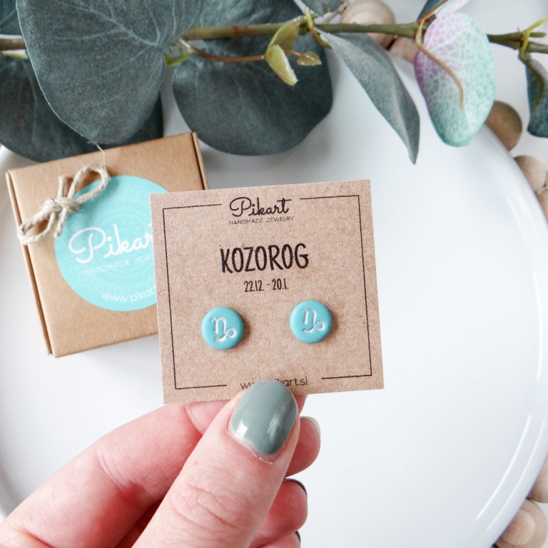 Zodiak uhani z astrološkim znakom KOZOROG