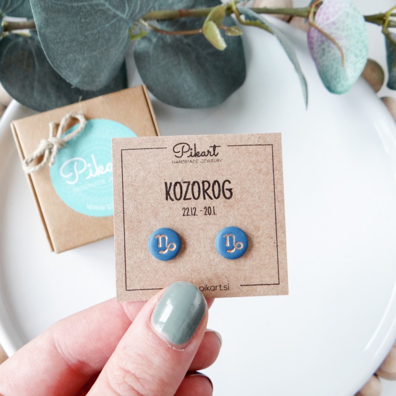 Zodiak uhani z astrološkim znakom KOZOROG