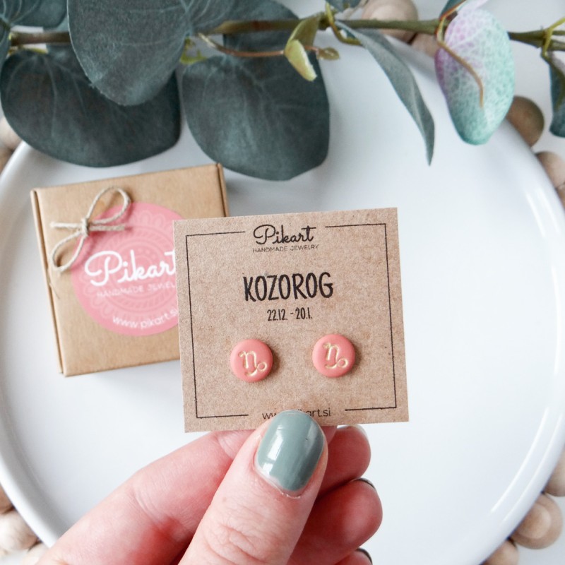 Zodiak uhani z astrološkim znakom KOZOROG