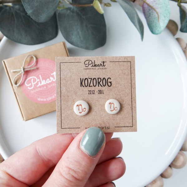 Zodiak uhani z astrološkim znakom KOZOROG