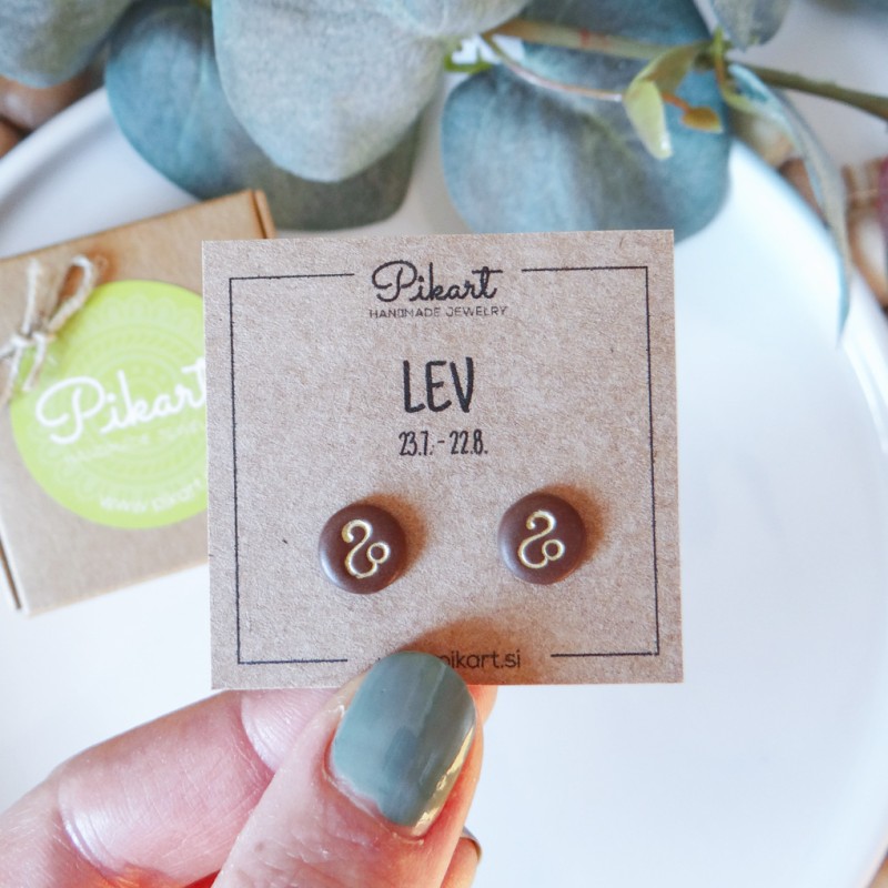 Zodiak uhani z astrološkim znakom LEV