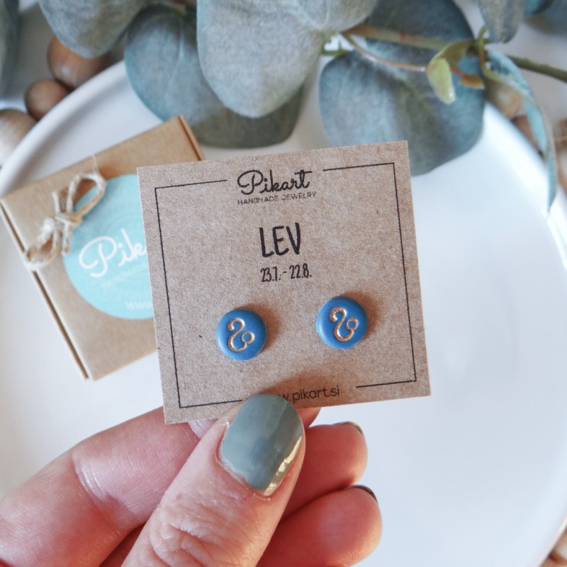 Zodiak uhani z astrološkim znakom LEV