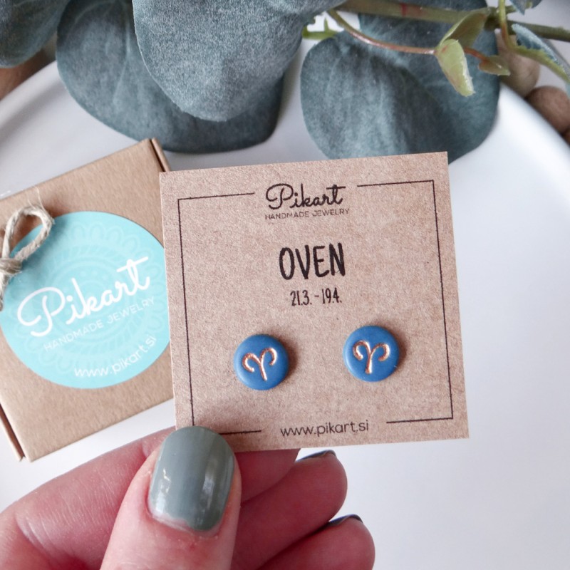 Zodiak uhani z astrološkim znakom OVEN