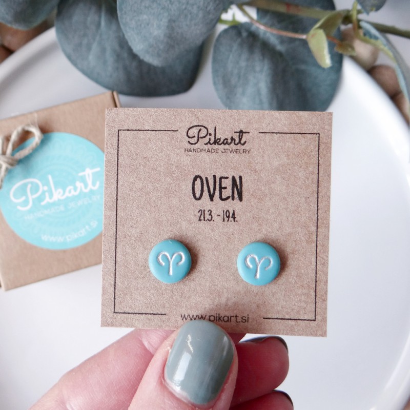 Zodiak uhani z astrološkim znakom OVEN