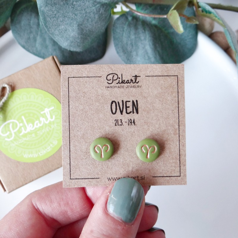 Zodiak uhani z astrološkim znakom OVEN