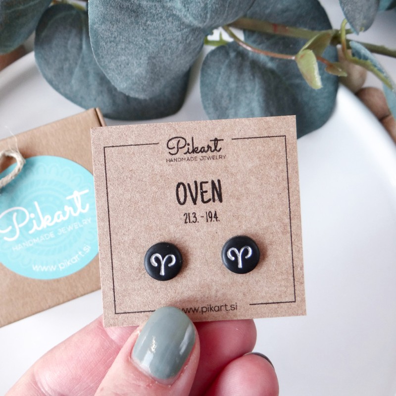 Zodiak uhani z astrološkim znakom OVEN