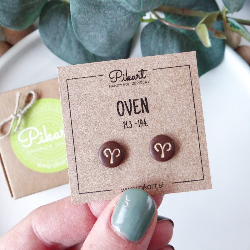 Zodiak uhani z astrološkim znakom OVEN