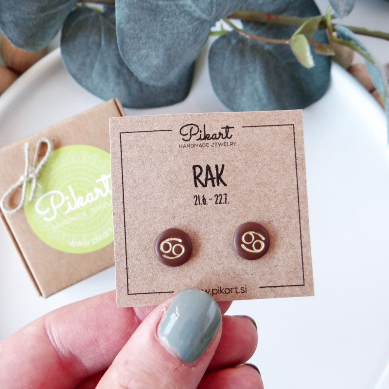 Zodiak uhani z astrološkim znakom RAK