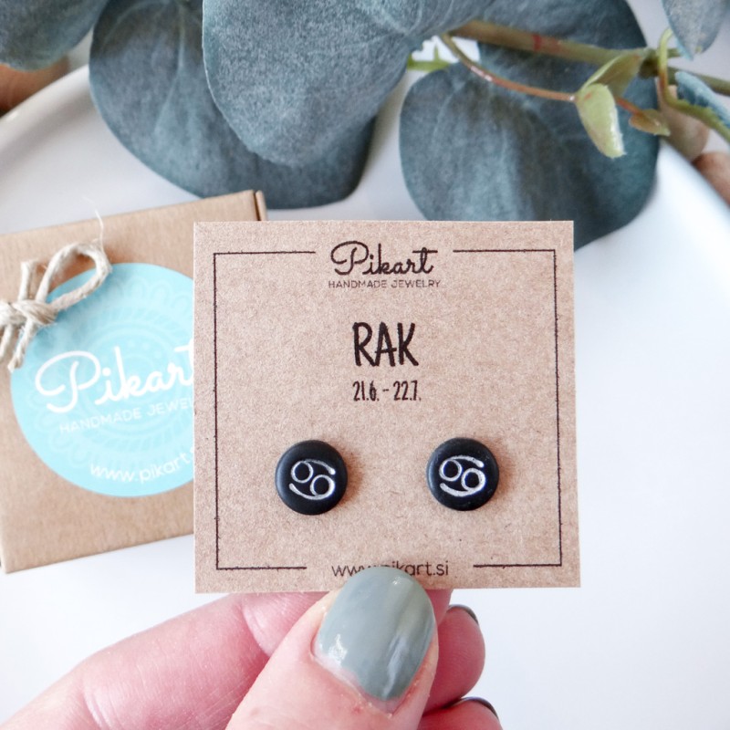 Zodiak uhani z astrološkim znakom RAK