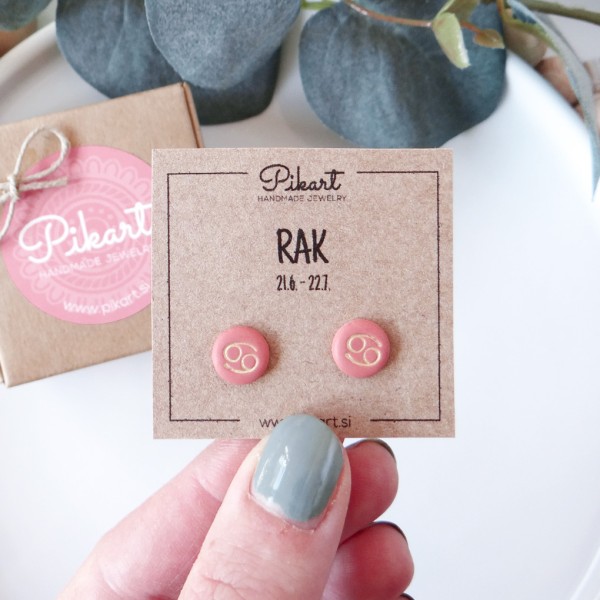 Zodiak uhani z astrološkim znakom RAK