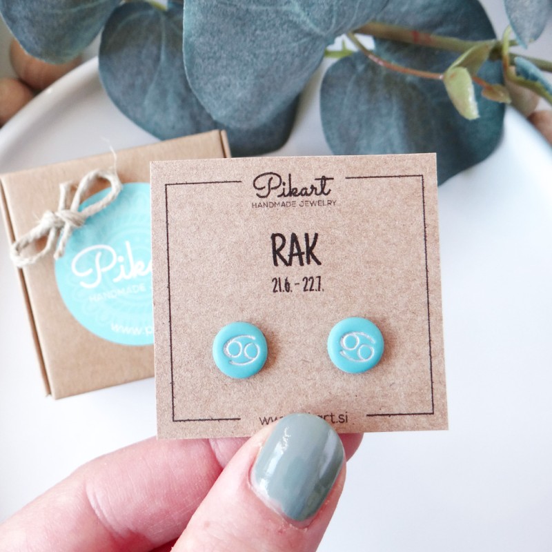 Zodiak uhani z astrološkim znakom RAK