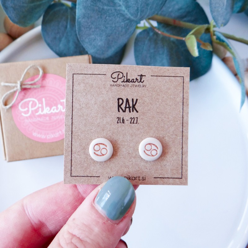 Zodiak uhani z astrološkim znakom RAK