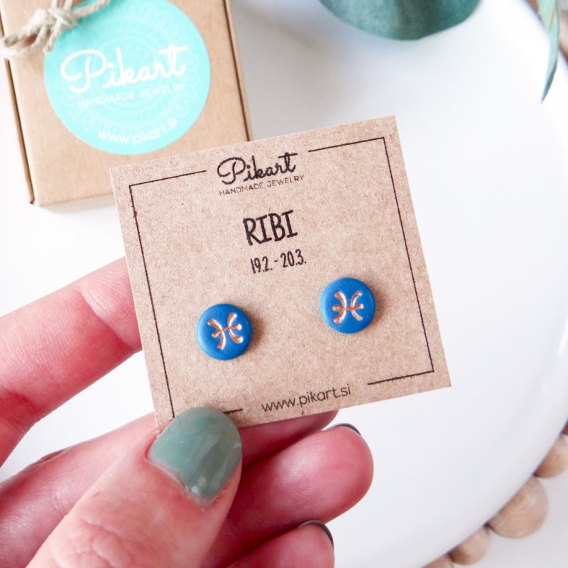 Zodiak uhani z astrološkim znakom RIBI