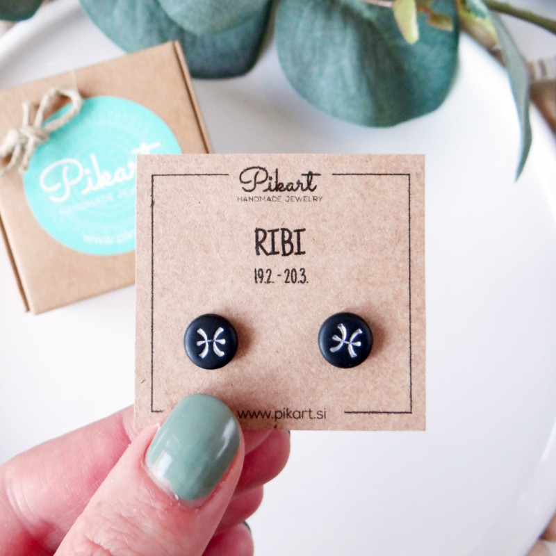 Zodiak uhani z astrološkim znakom RIBI