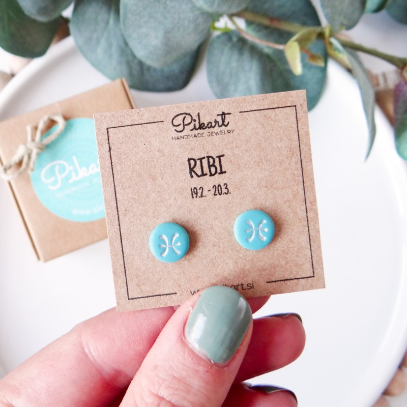 Zodiak uhani z astrološkim znakom RIBI