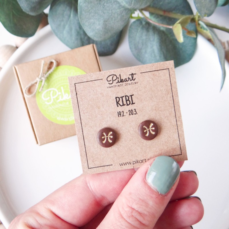 Zodiak uhani z astrološkim znakom RIBI