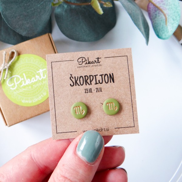 Zodiak uhani z astrološkim znakom ŠKORPIJON