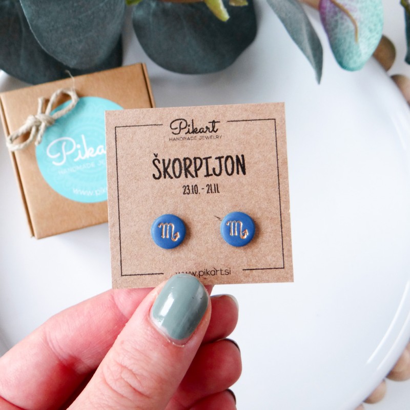 Zodiak uhani z astrološkim znakom ŠKORPIJON