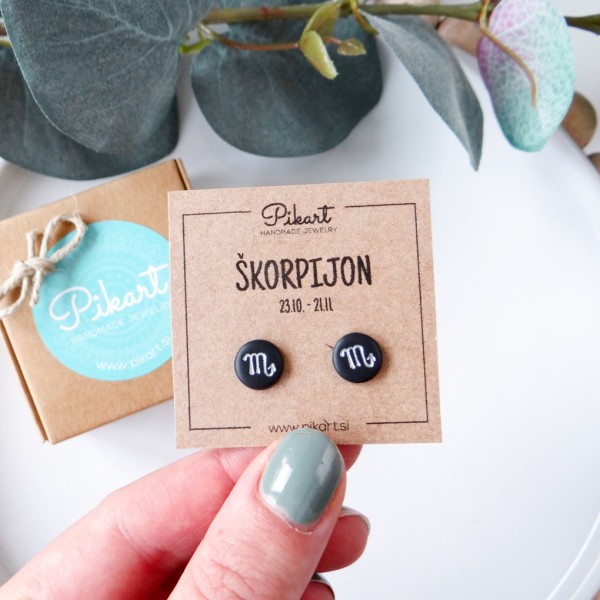 Zodiak uhani z astrološkim znakom ŠKORPIJON
