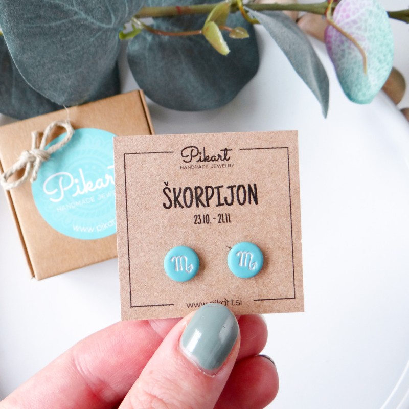 Zodiak uhani z astrološkim znakom ŠKORPIJON