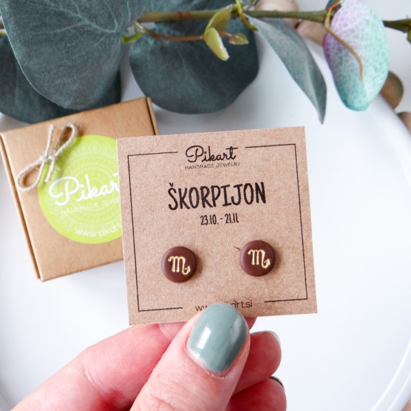 Zodiak uhani z astrološkim znakom ŠKORPIJON