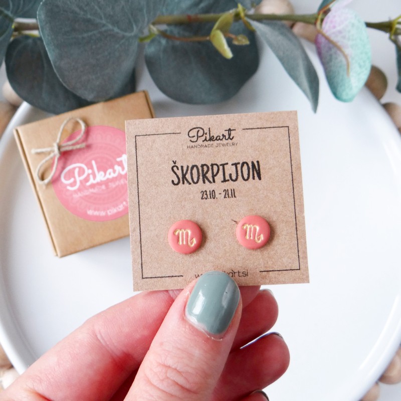 Zodiak uhani z astrološkim znakom ŠKORPIJON