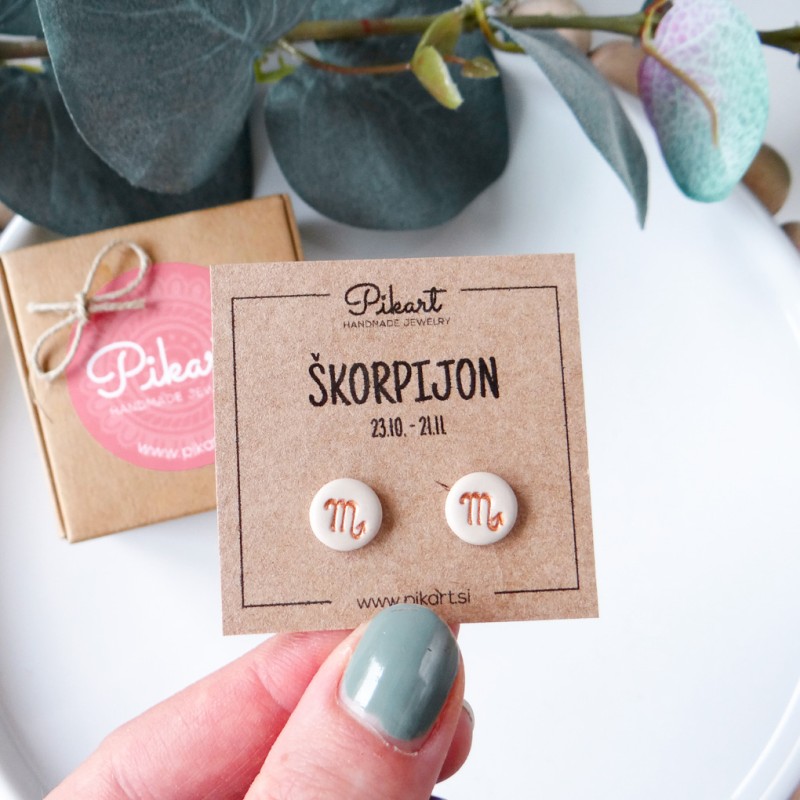 Zodiak uhani z astrološkim znakom ŠKORPIJON