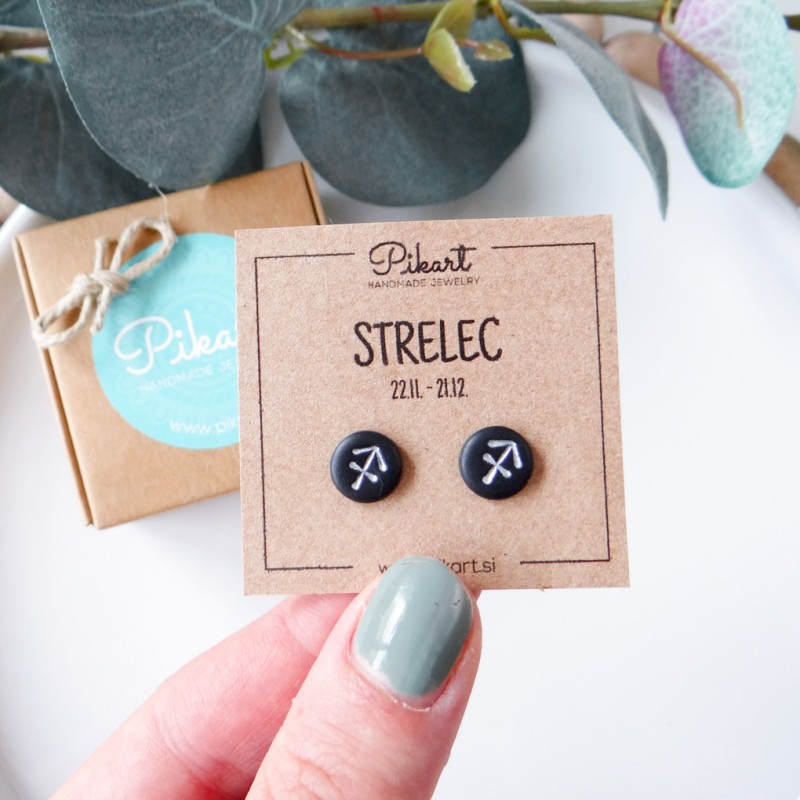 Zodiak uhani z astrološkim znakom STRELEC